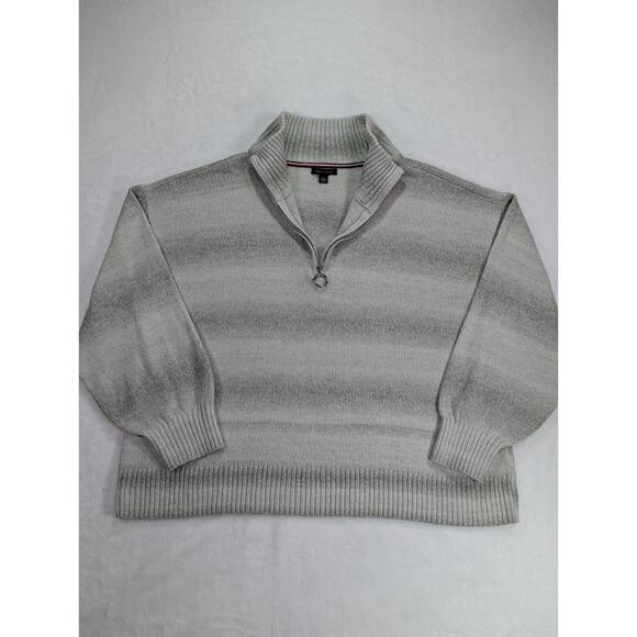 Tommy Hilfiger Size XXL Mock Neck Quarter Zip Gray Ombre Boxy Sweater - Picture 7 of 16